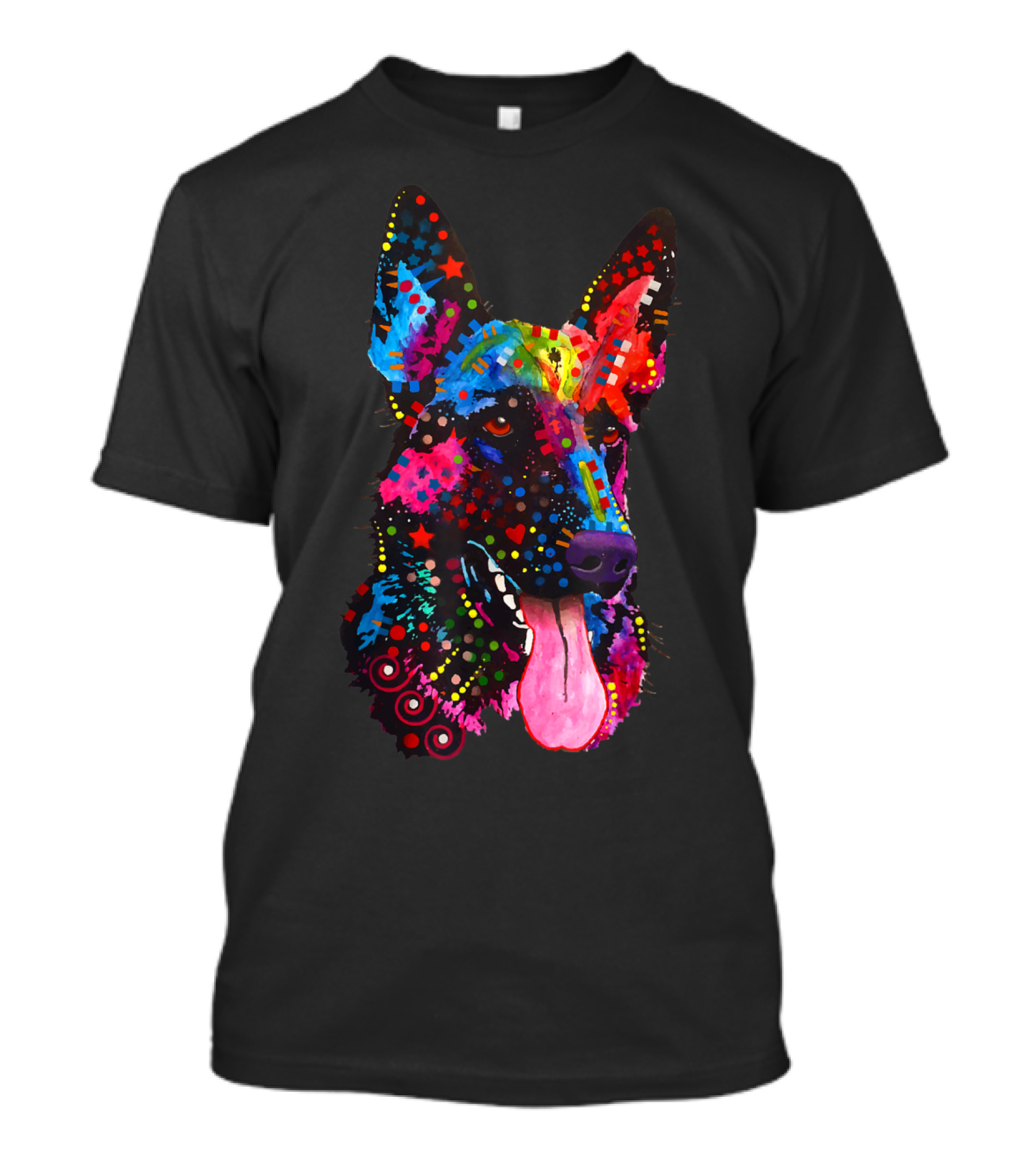German Shepherd Vibrant Colorful Pattern Art German T-Shirt