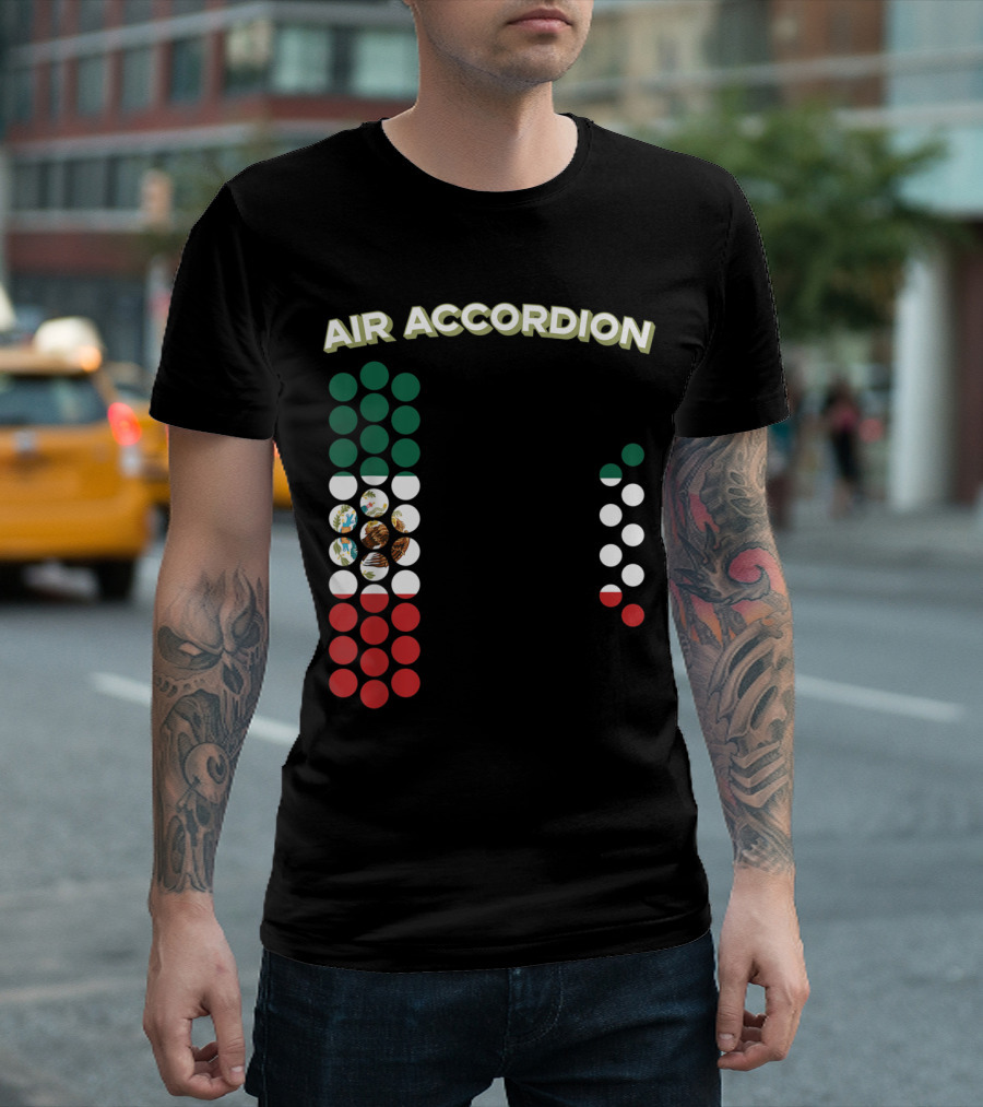 Air Accordion Mexico Flag Dots Music Cinco De Mayo T-Shirt