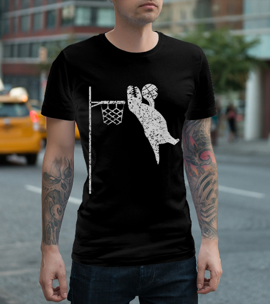 Funny Basketball Rex Dinosaur Tyrann Dunking Hoop T-Shirt
