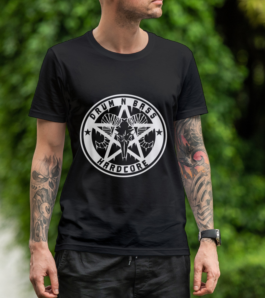 Drum N Bass Hardcore Pentagram Devil Skull Gabber Ecstas T-Shirt