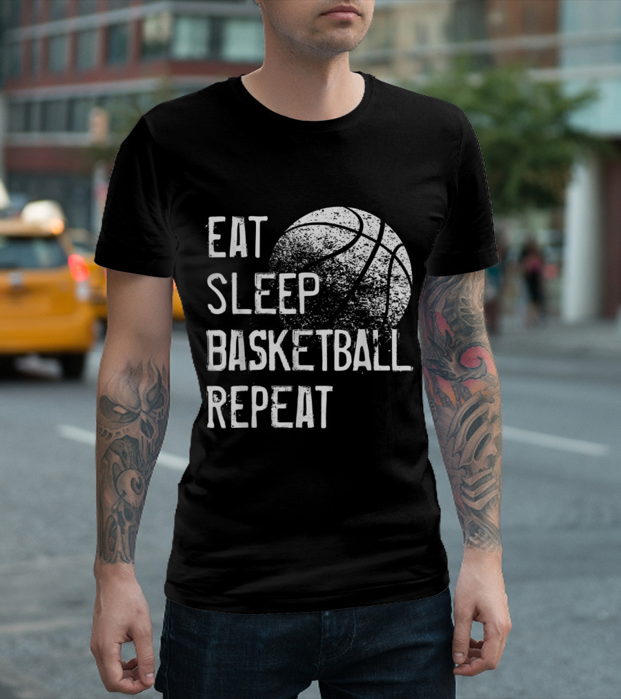 Eat Sleep Basketball Repeat Funny Basketball T-Shirt