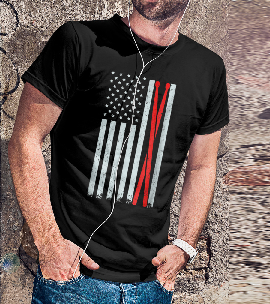 Vintage American Flag Drum Sticks T-Shirt