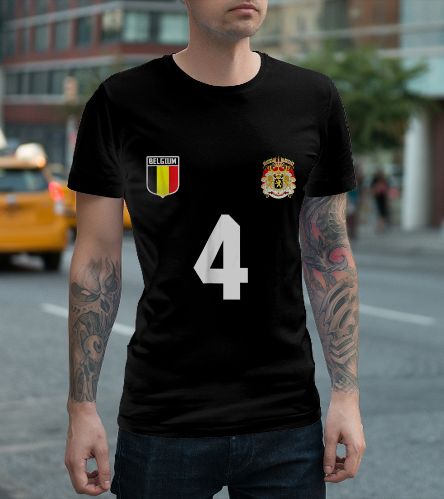Belgium Soccer Jersey World Team Number 4 Emblem T-Shirt