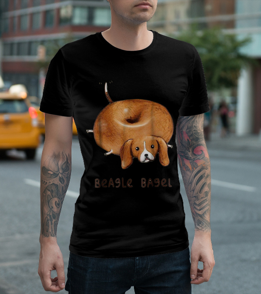Bagel Shaped Beagle Humor with Playful Canine Twist T-Shirt