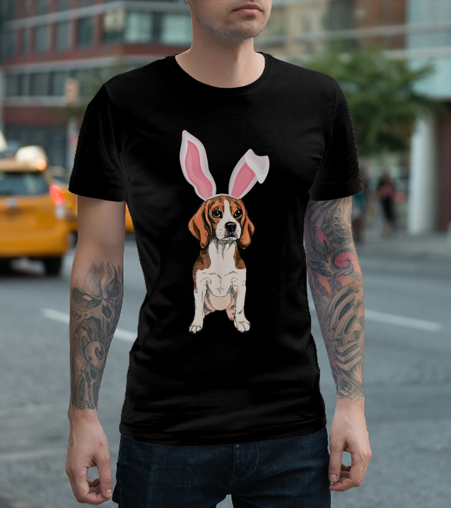 Beagle with Bunny Ears Hat for Funny Happy Easter Day T-Shirt