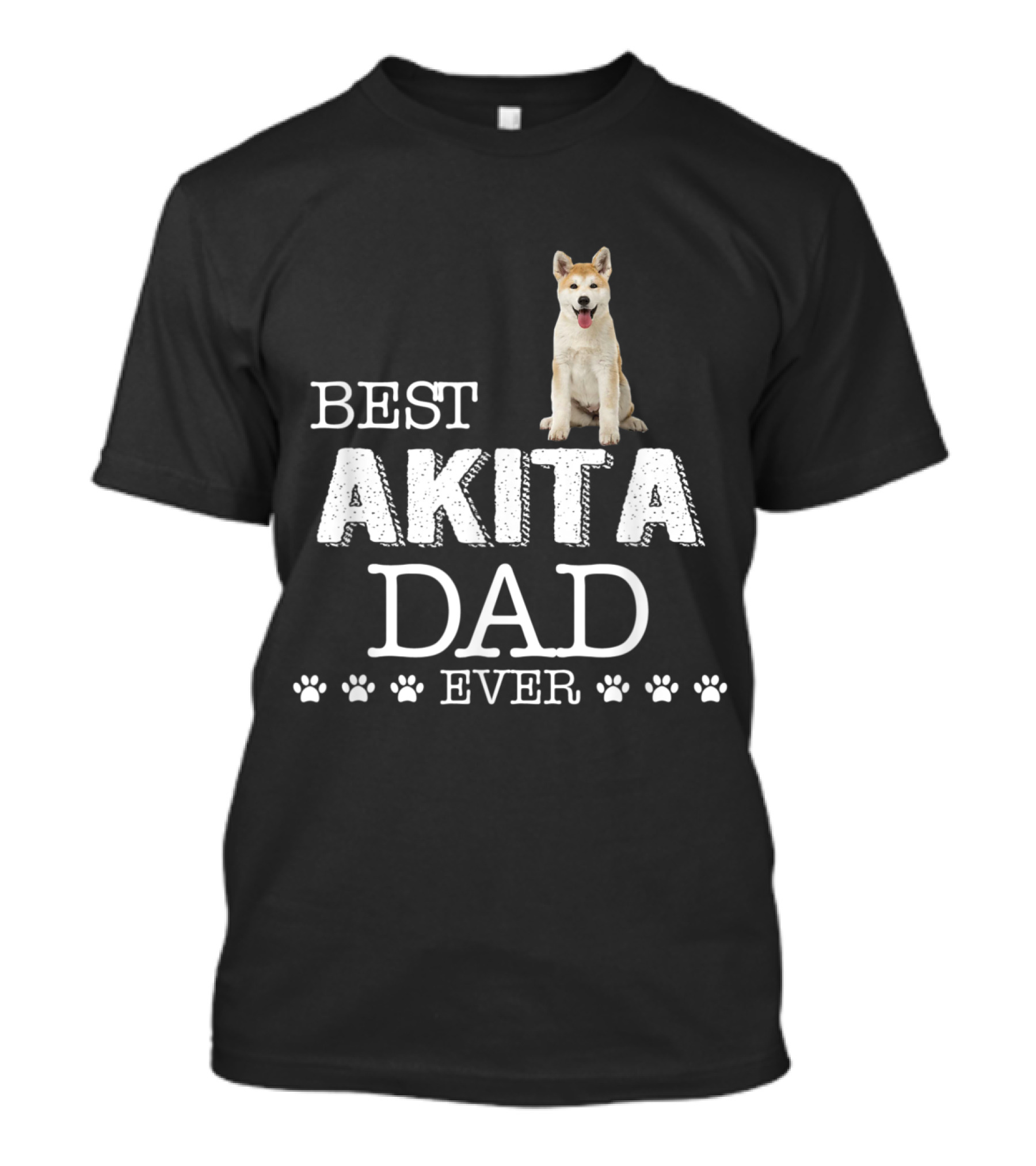 Best Akita Dad Ever With Dog And Paw Prints Father's Day T-Shirt