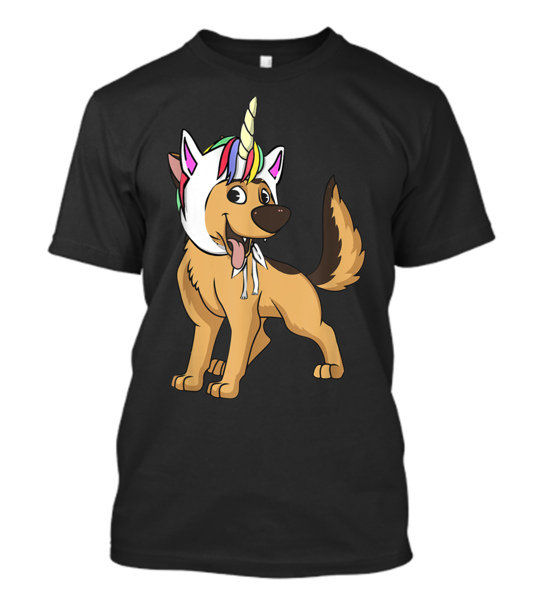 German Shepherd Wearing Rainbow Unicorn Hat T-Shirt