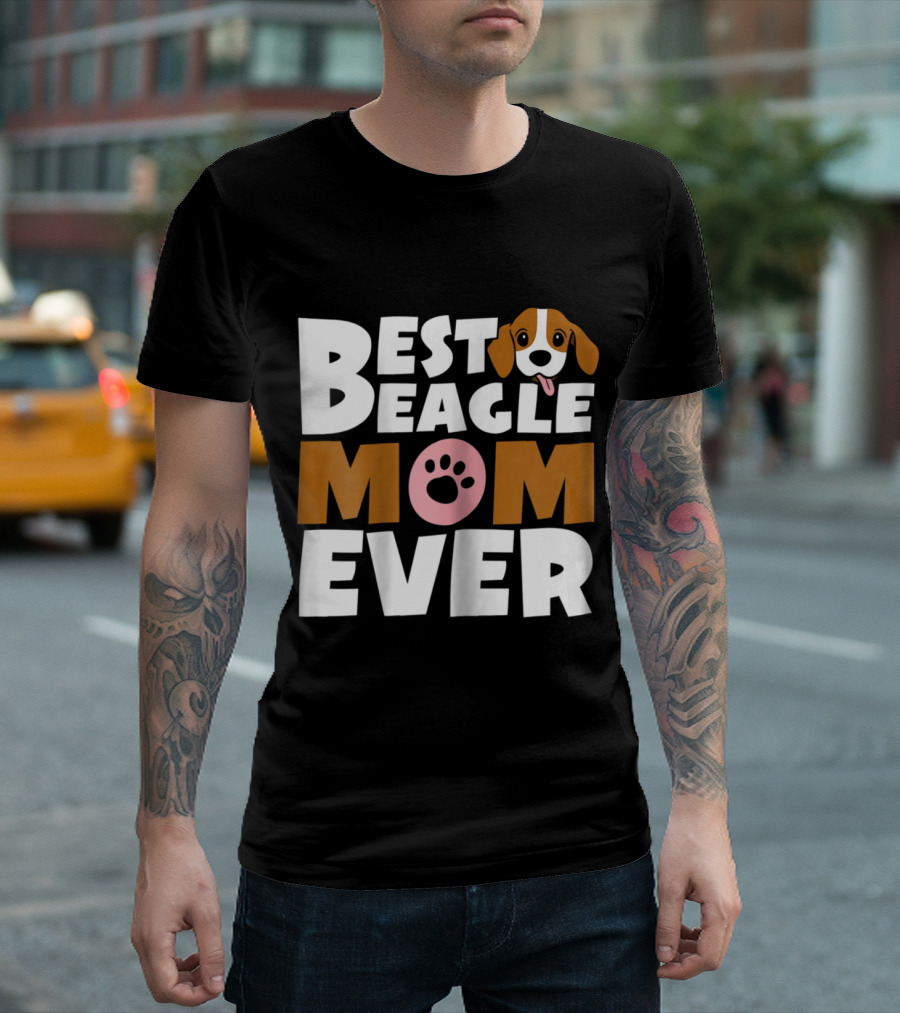 Best Beagle Mom Ever with Cute Dog and Paw T-Shirt