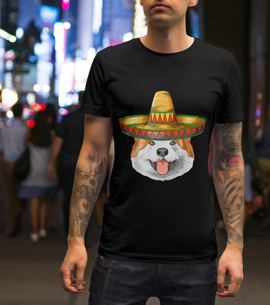 Akita Dog Cinco De Mayo Mexican Sombrero T-Shirt