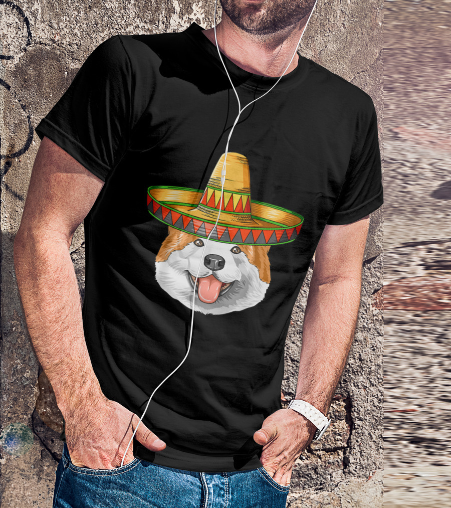 Akita Dog Cinco De Mayo Mexican Sombrero T-Shirt