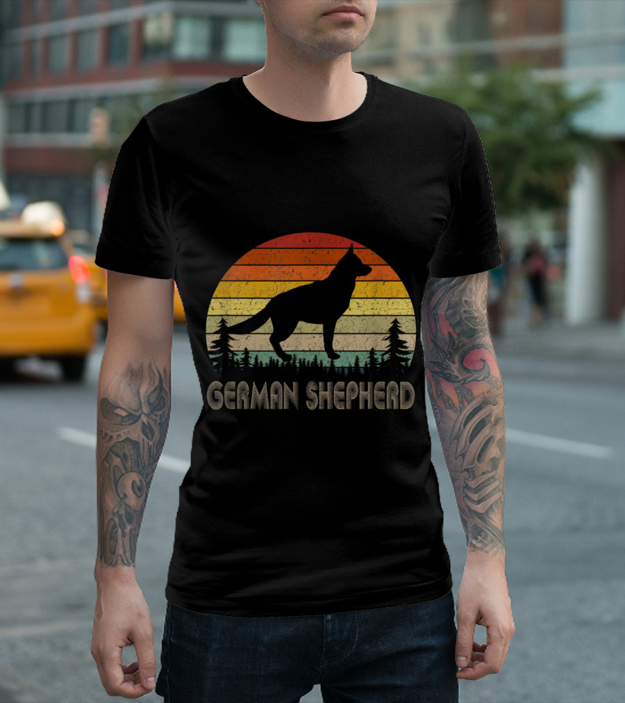 German Shepherd Retro Sunset T-Shirt