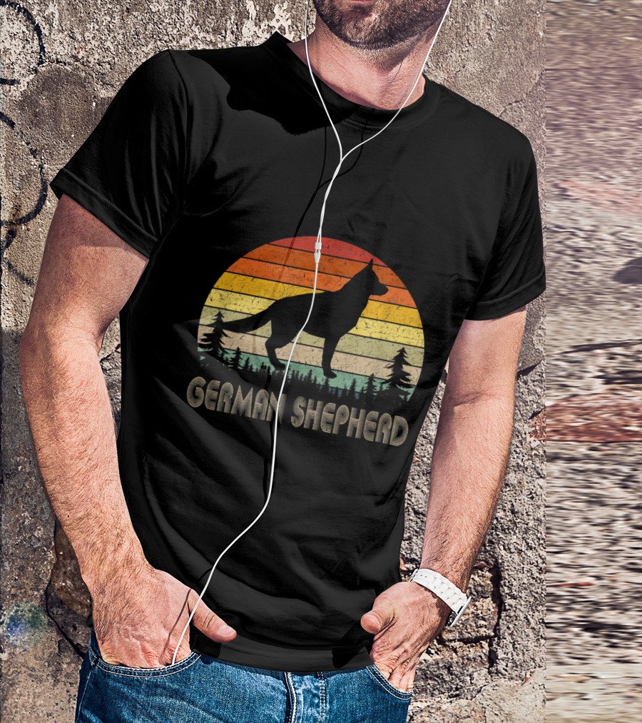 German Shepherd Retro Sunset T-Shirt