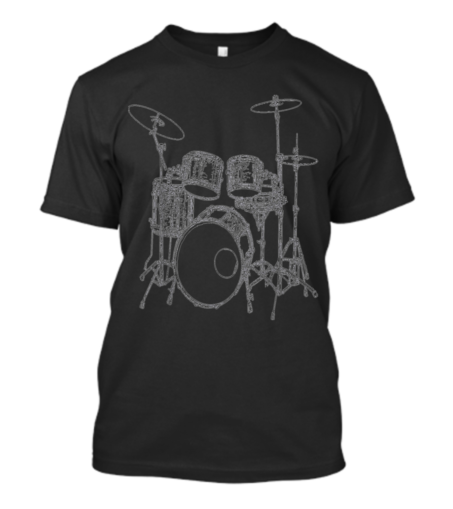 Silver Drum Set Graphic Pattern Drums Silver T-Shirt
