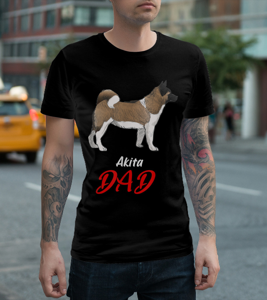 Akita Dad Dog Brown and White T-Shirt
