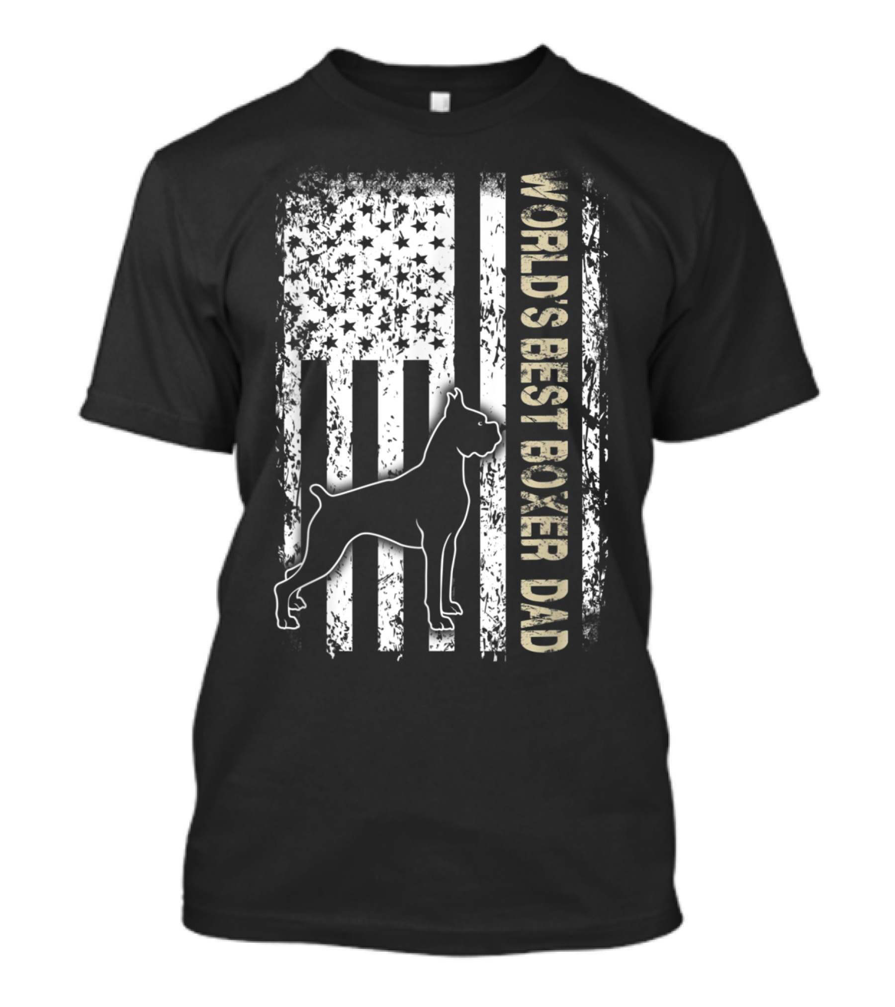World's Best Boxer Dad Dog Lovers American Flag Fourth Of July T-Shirt