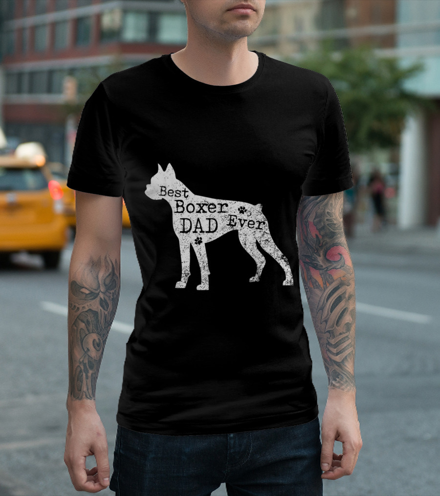 Best Boxer Dog Dad Ever Paw Prints T-Shirt