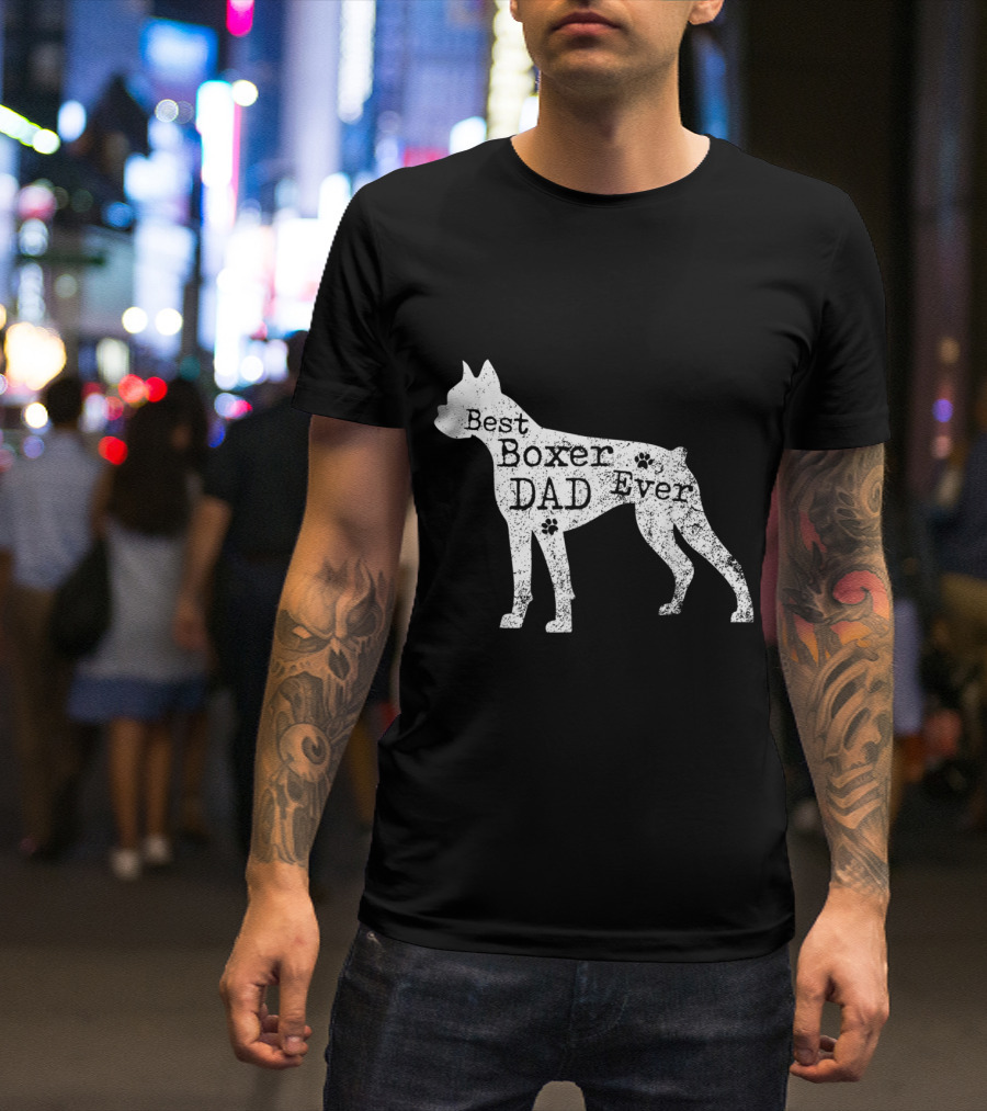 Best Boxer Dog Dad Ever Paw Prints T-Shirt