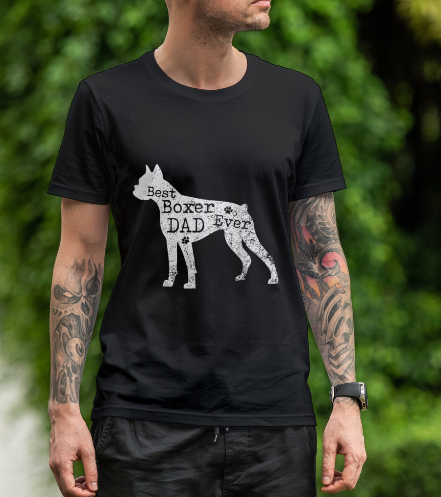 Best Boxer Dog Dad Ever Paw Prints T-Shirt