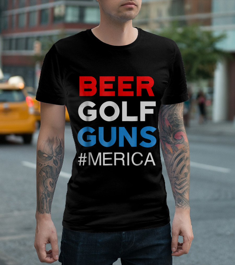 Beer Golf Guns Hashtag Merica T-Shirt