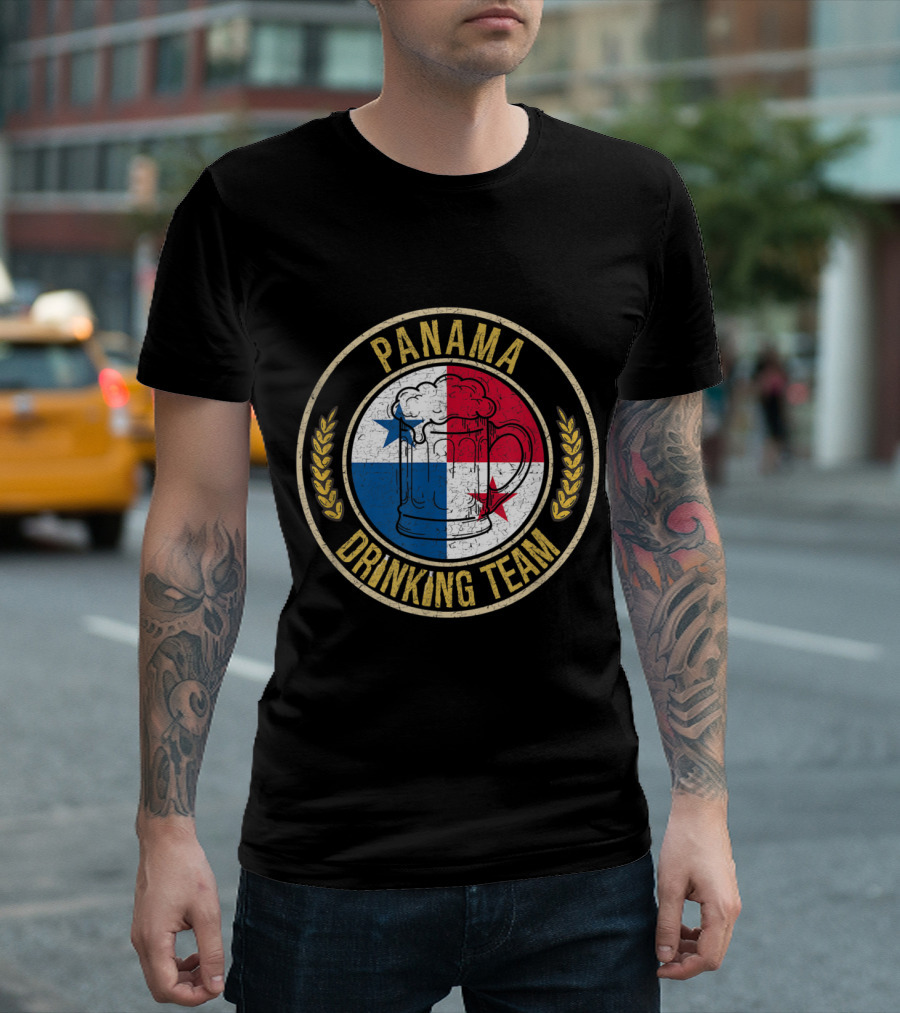 Panama Beer Drinking Team With Flag And Mug T-Shirt