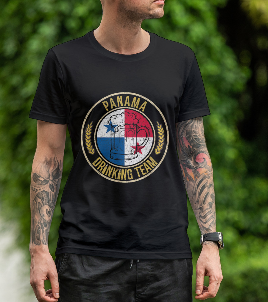 Panama Beer Drinking Team With Flag And Mug T-Shirt