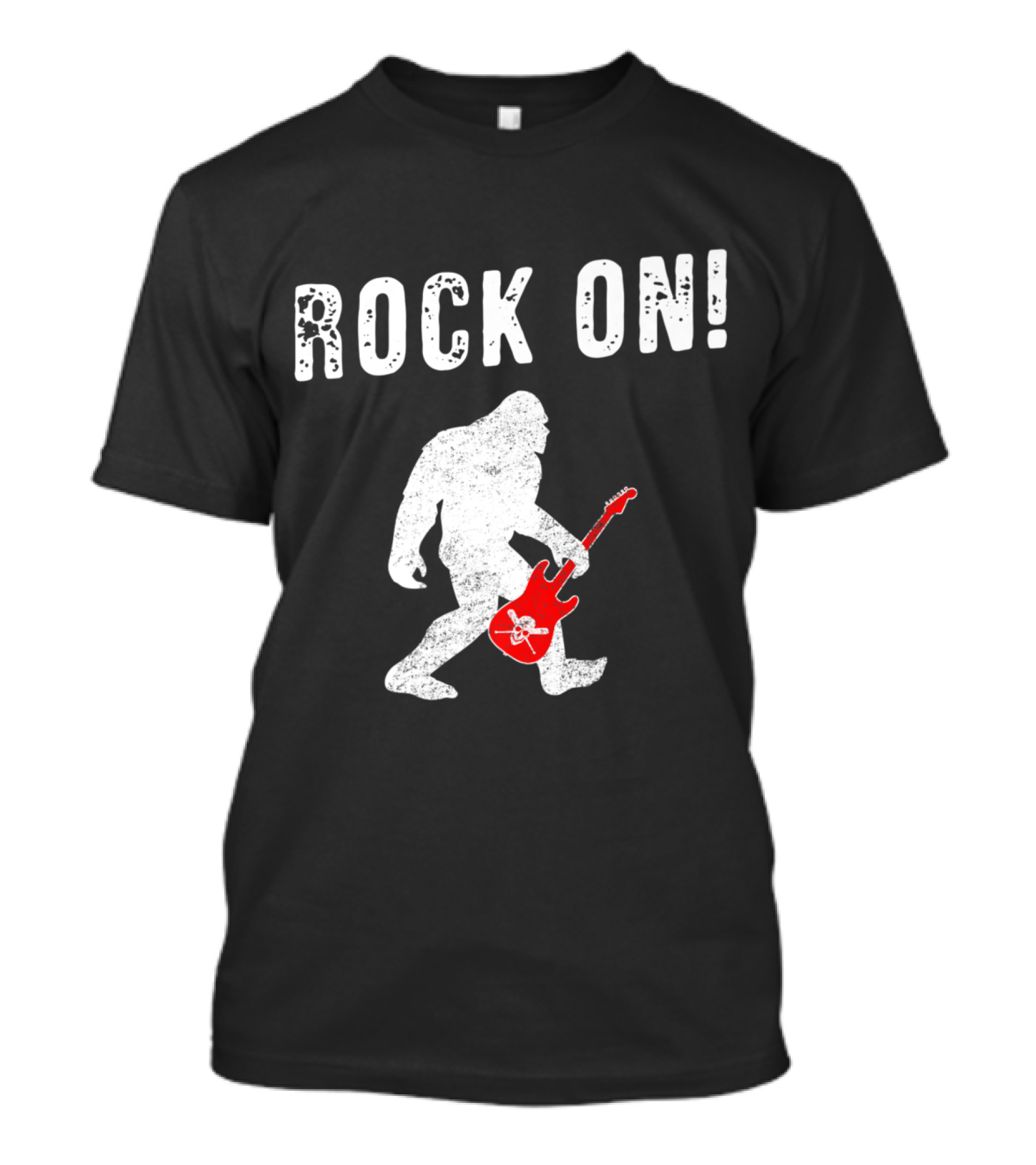 Bigfoot Rock On Guitar Player With Red Electric Guitar T-Shirt