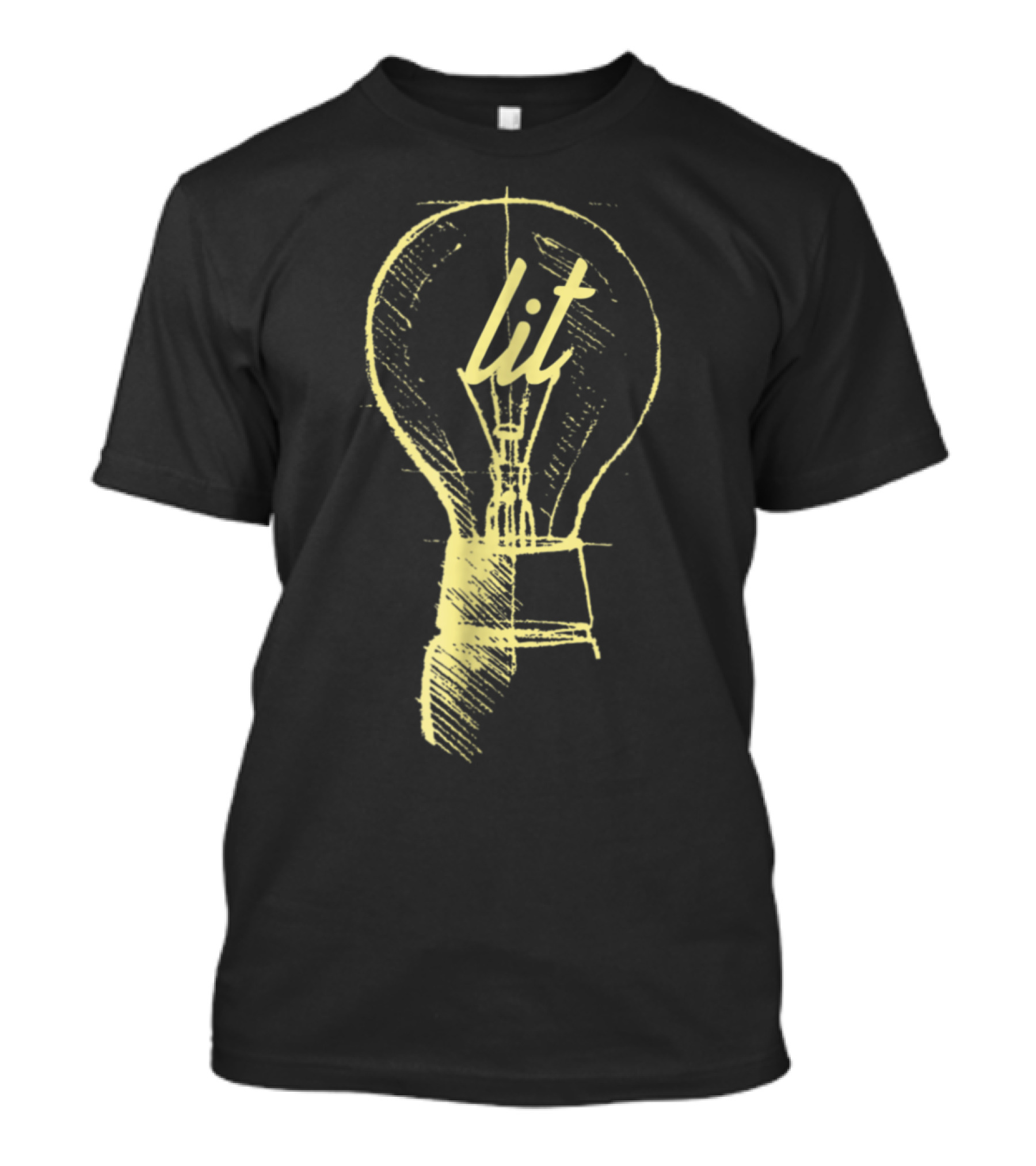 Get Lit Funny Electrician Electrical Light Bulb Sketch T-Shirt