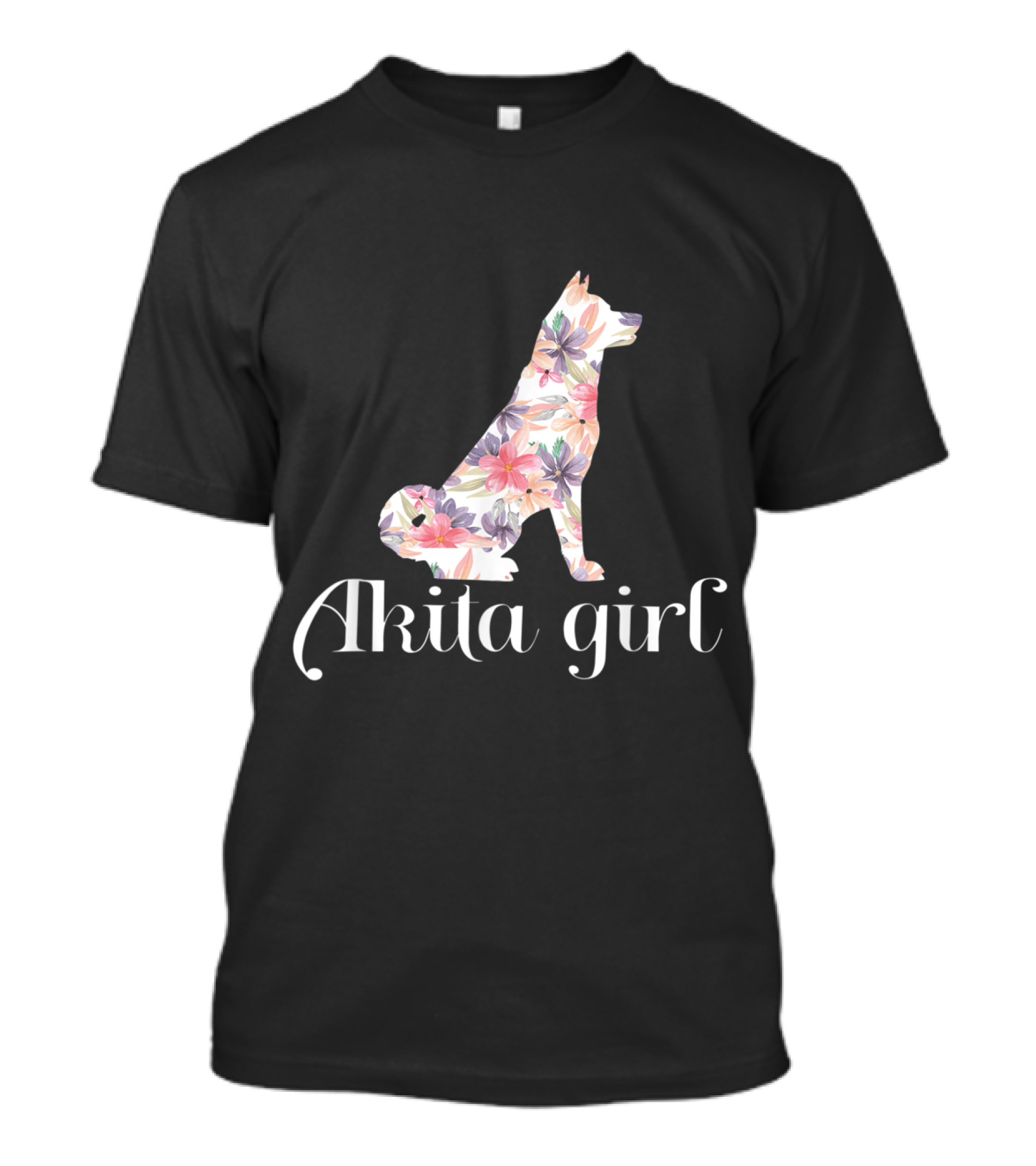 Akita Girl Floral Pattern Design Funny Akita Lovers T-Shirt