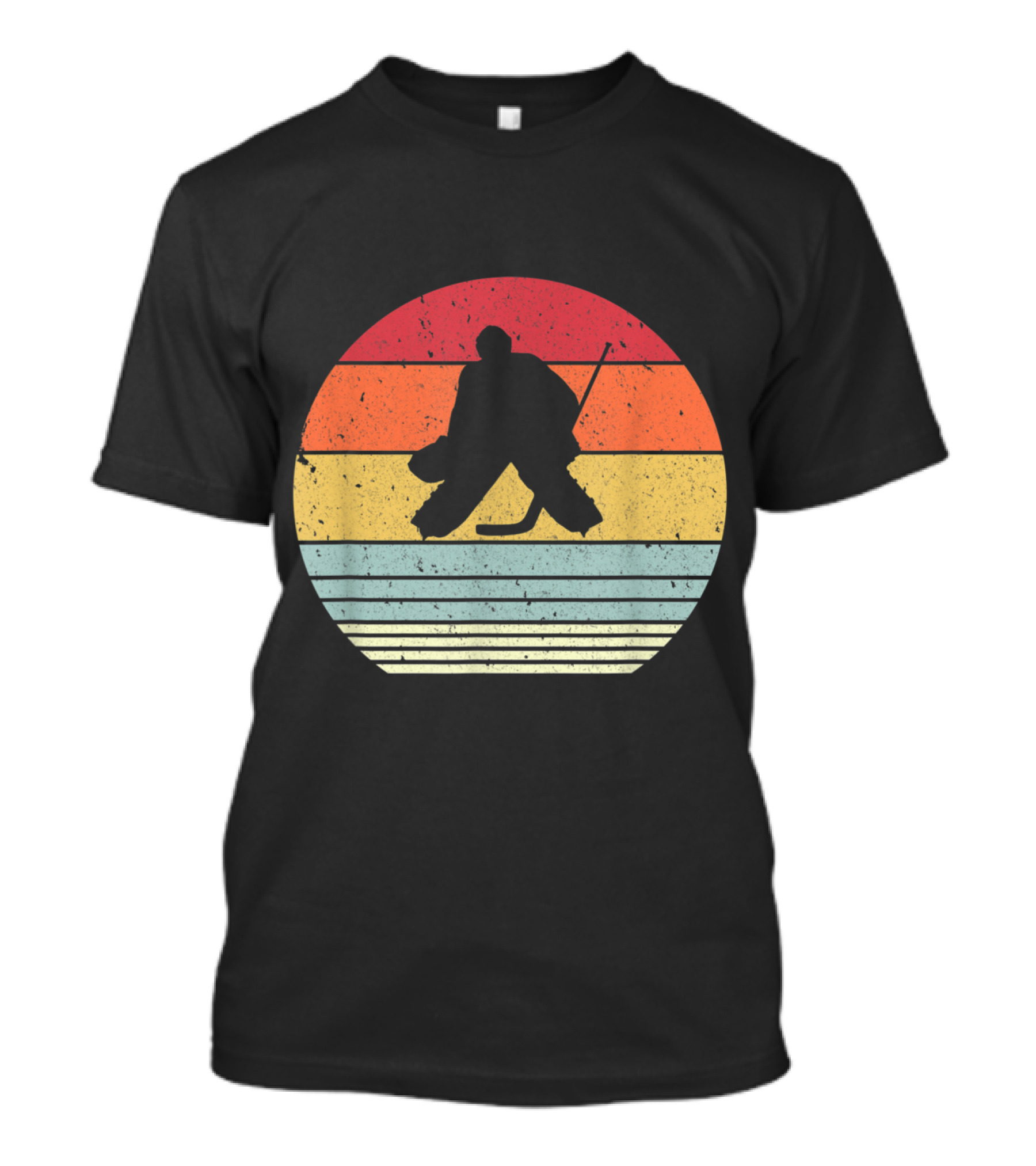 Retro Ice Hockey Sunset Goalie T-Shirt