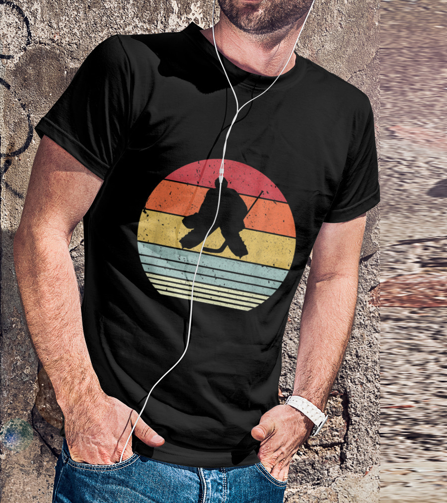 Retro Ice Hockey Sunset Goalie T-Shirt