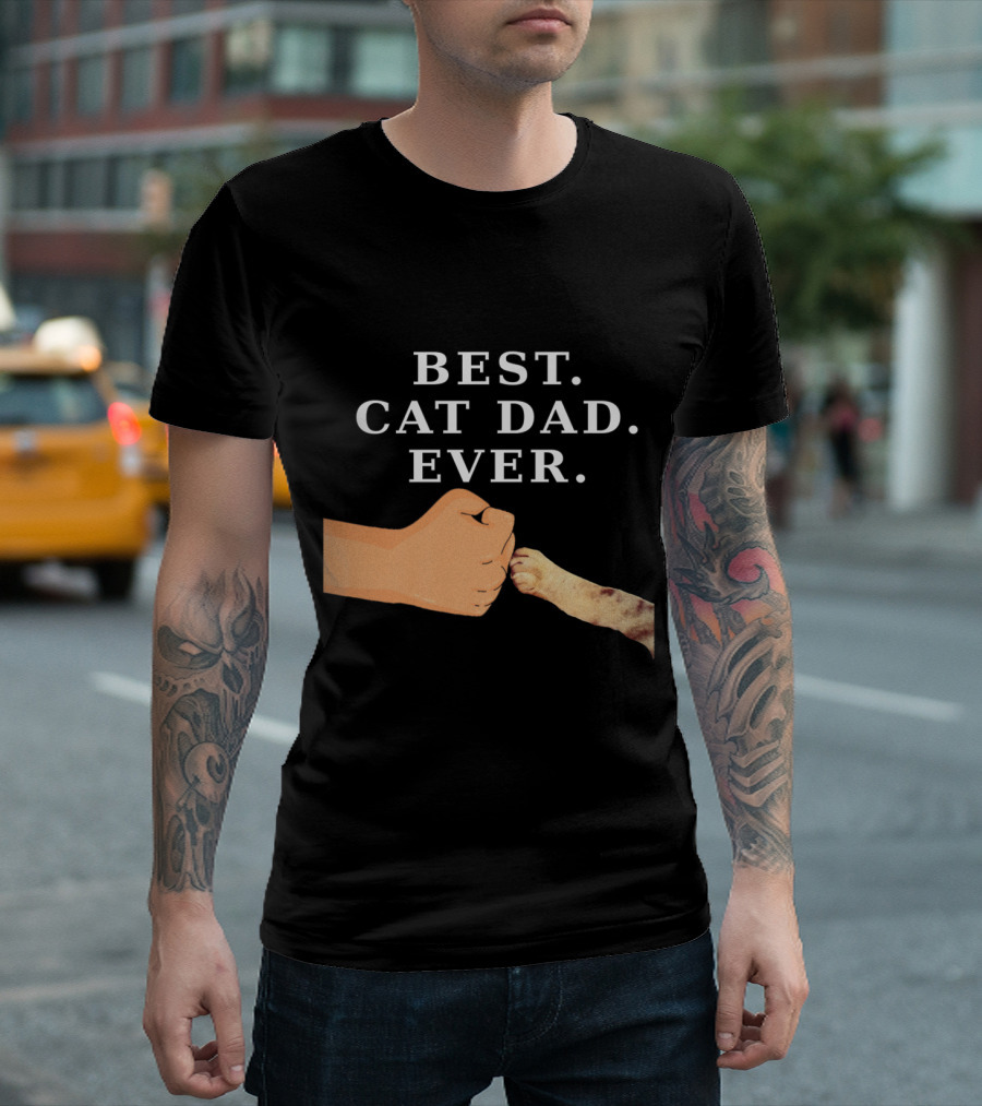 Best Cat Dad Ever Paw Fist Bump Connection T-Shirt