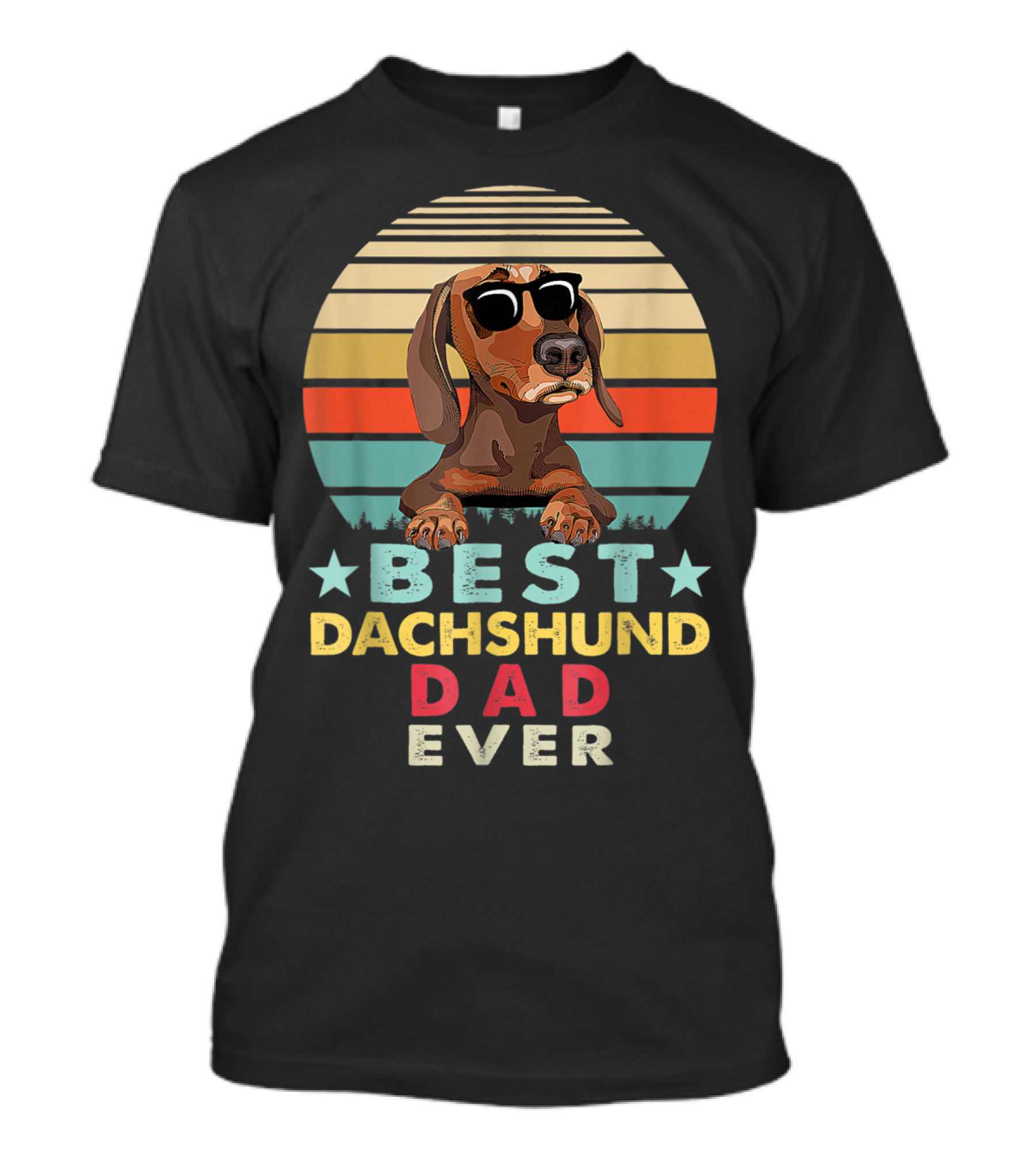 Best Dachshund Dad Ever Vintage Sunglasses Dog T-Shirt