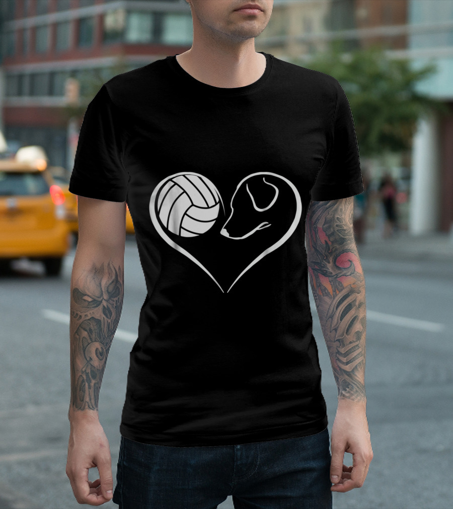 Easily Distracted By Volleyball And Dog Heart Shape T-Shirt