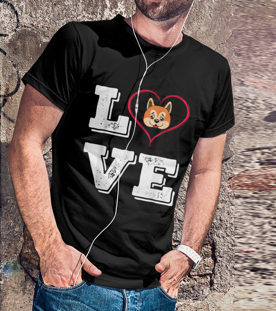 LOVE Akita Dog Heart T-Shirt