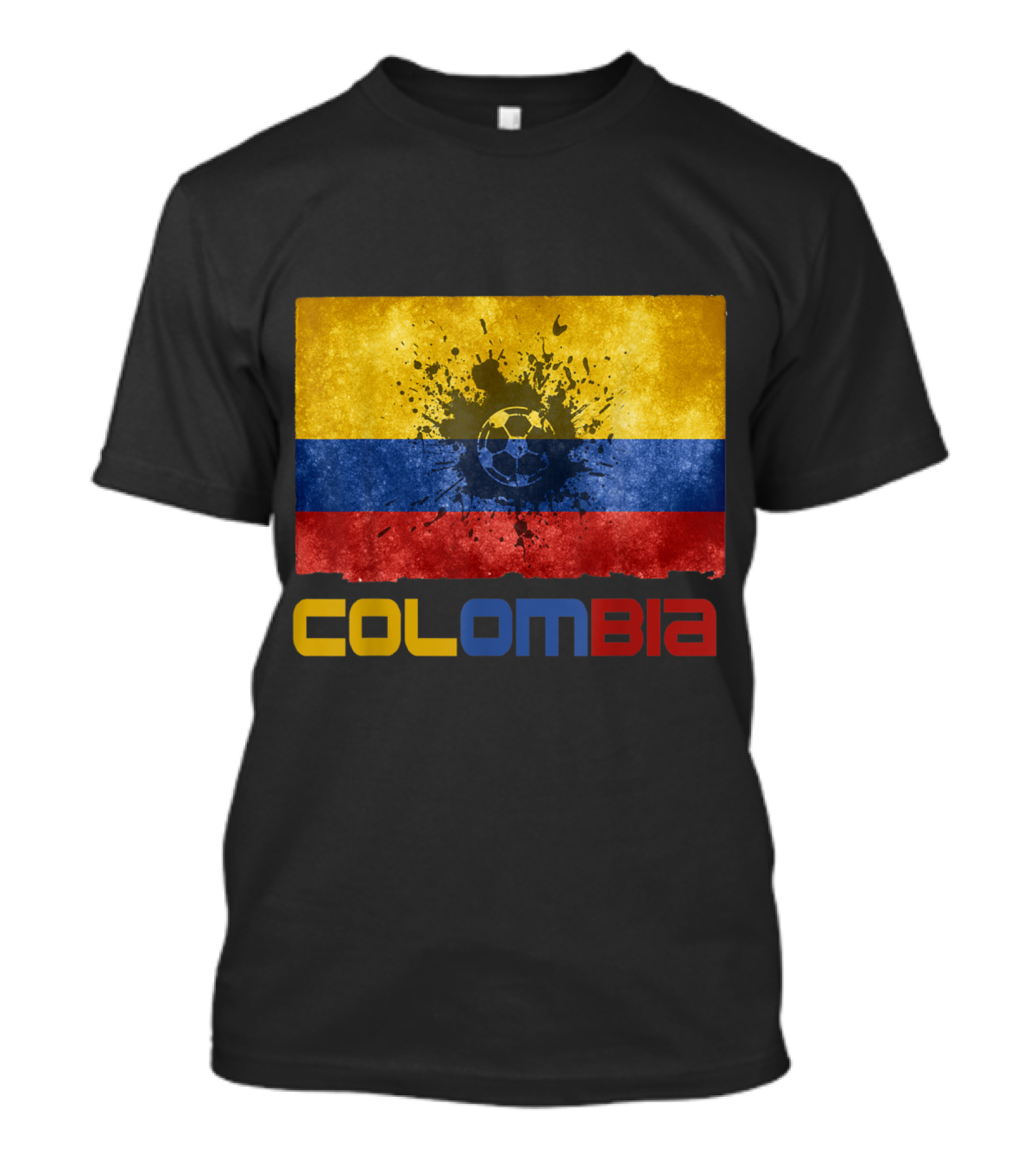 Colombia National Soccer Team Flag With Grunge Soccer Ball Splash T-Shirt