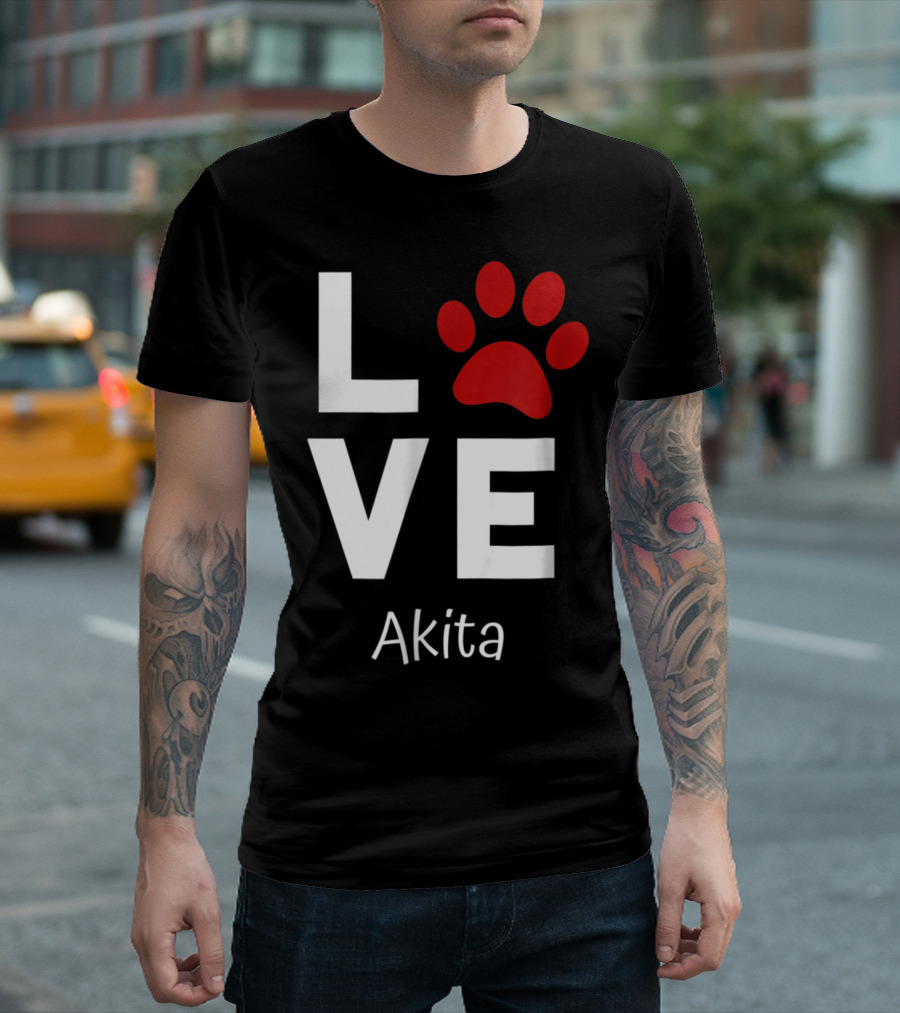 LOVE Akita Paw T-Shirt