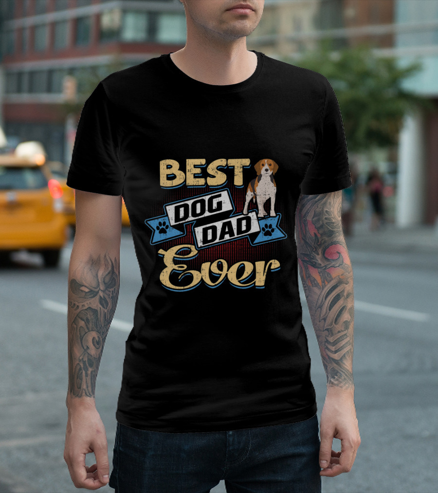 Best Dog Dad Ever Beagle With Paw Print Stars T-Shirt