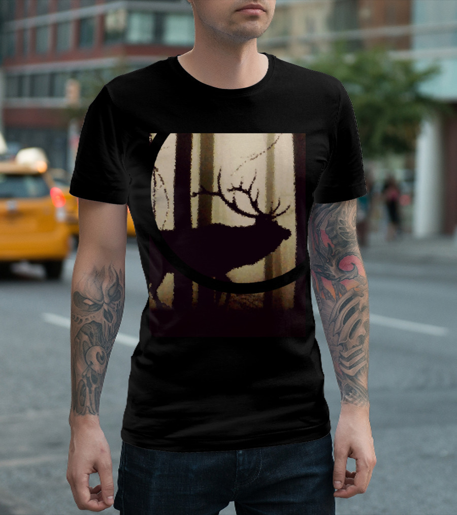 Elk Silhouette With Colorado Flag Elements And Hunting T-Shirt