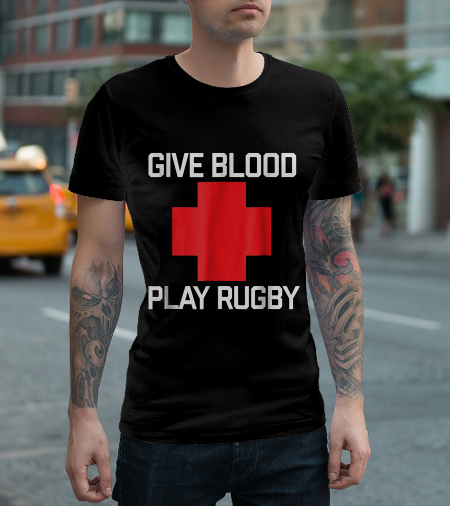 Give Blood Play Rugby Sport Donor Red Cross T-Shirt