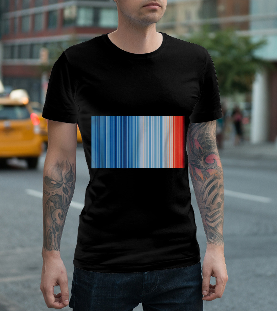 Global Warming Blue Red Stripe Pattern Climate Change Temperature Stripes T-Shirt