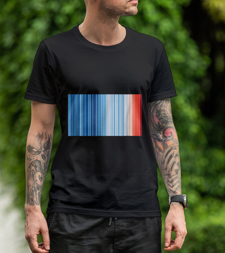 Global Warming Blue Red Stripe Pattern Climate Change Temperature Stripes T-Shirt