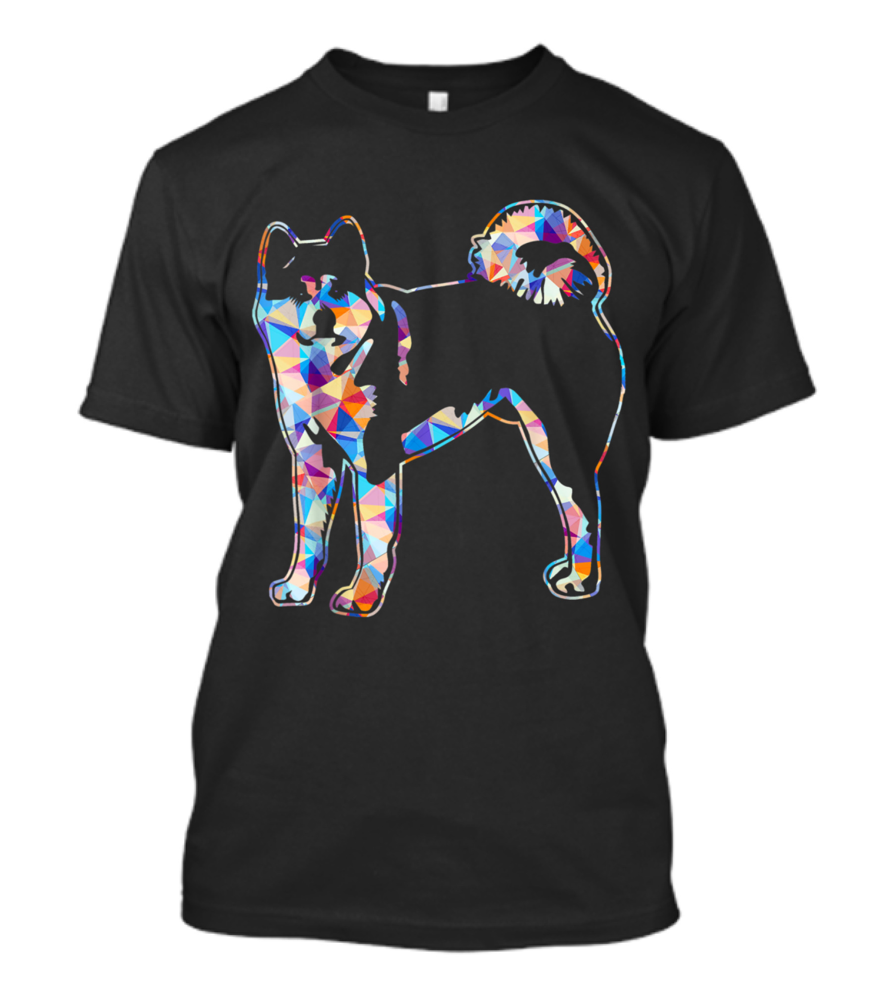 Akita Akita Geometric Multicolor Polygon Pattern Dog T-Shirt