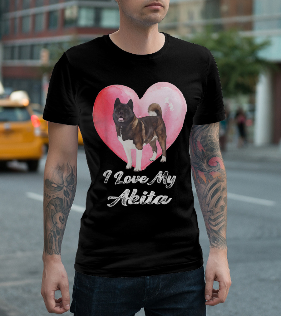 I Love My Akita Heart Dog Love T-Shirt