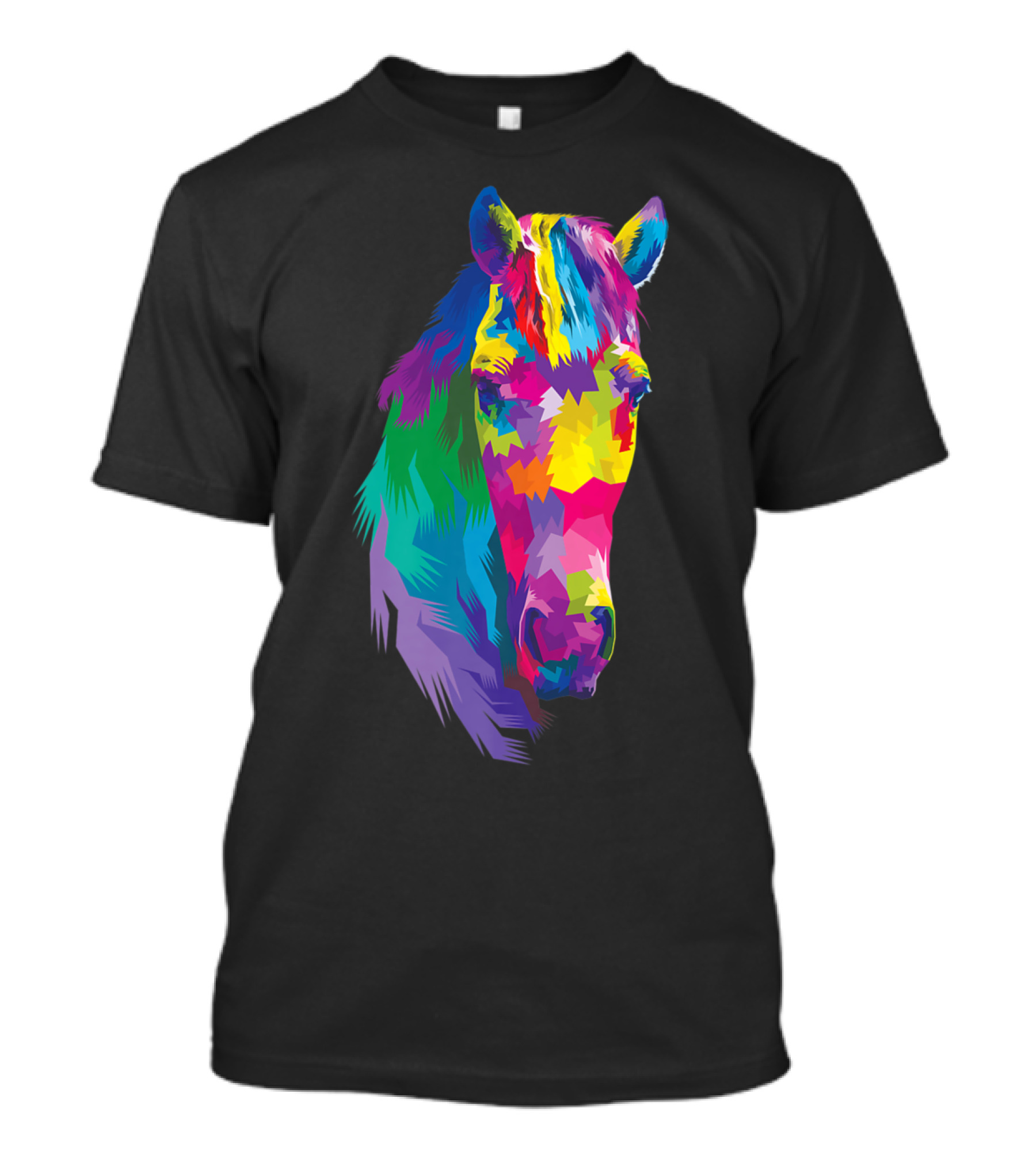 Colorful Horse's Head Polygonal Geometric Art Multicolor Mane T-Shirt