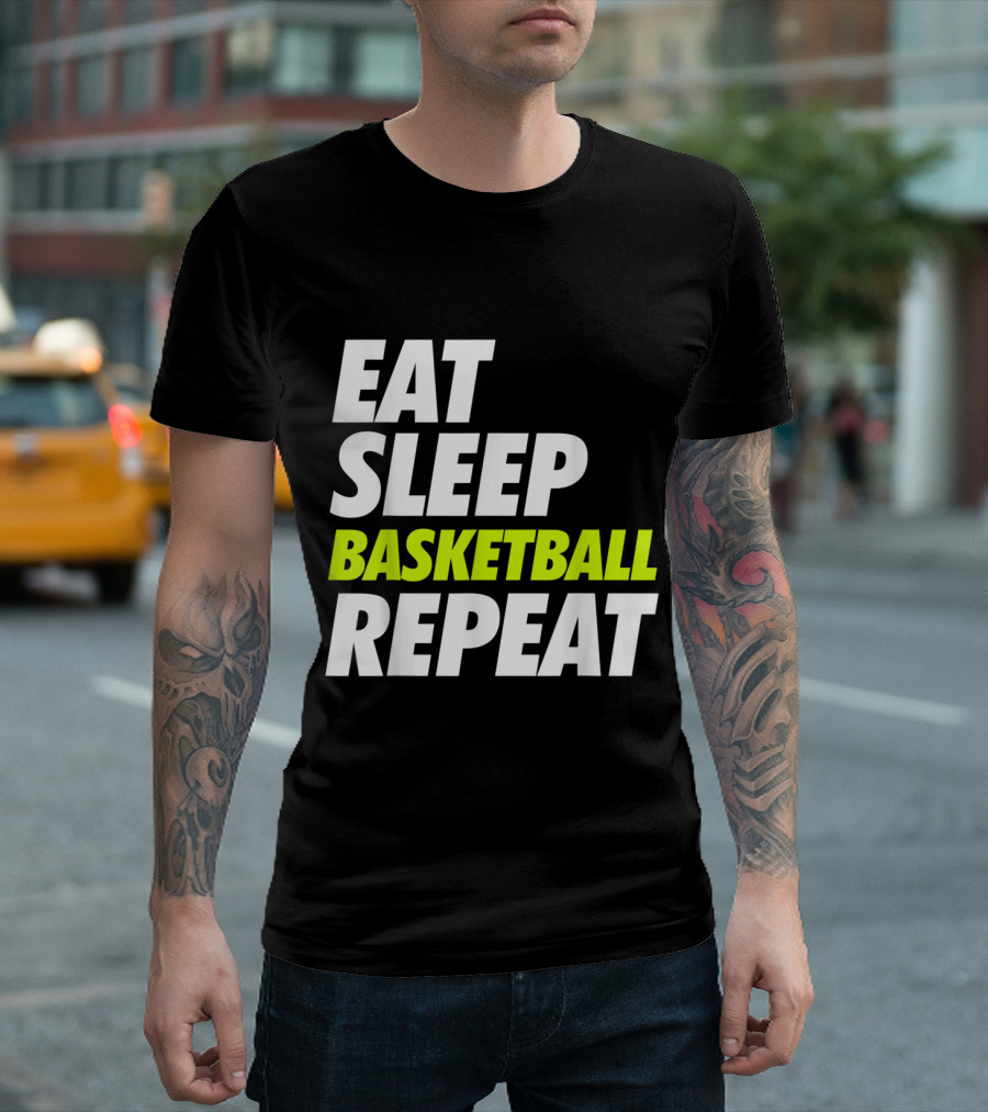 Eat Sleep Basketball Repeat Spo Inspired Motivational Sports Phrase T-Shirt