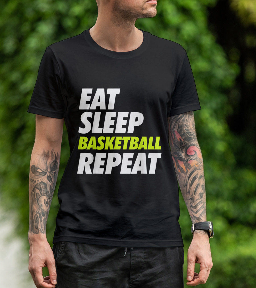 Eat Sleep Basketball Repeat Spo Inspired Motivational Sports Phrase T-Shirt