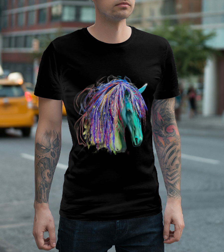 Majestic Vibrant Rainbow Horse T-Shirt