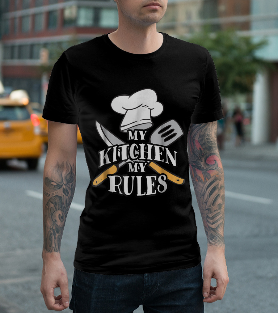 Funny Chef My Kitchen My Rules Knife Spatula Hat T-Shirt