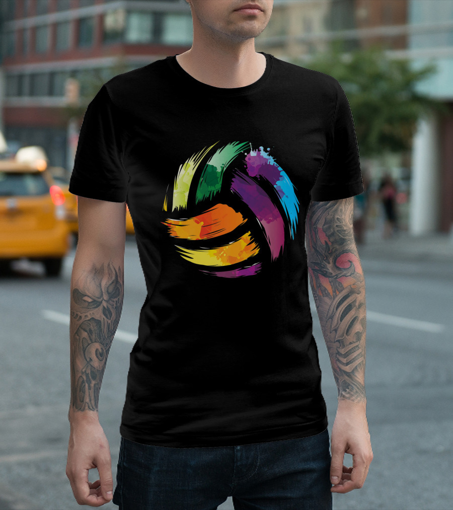 Colorful Volleyball Artistic Rainbow Splash T-Shirt