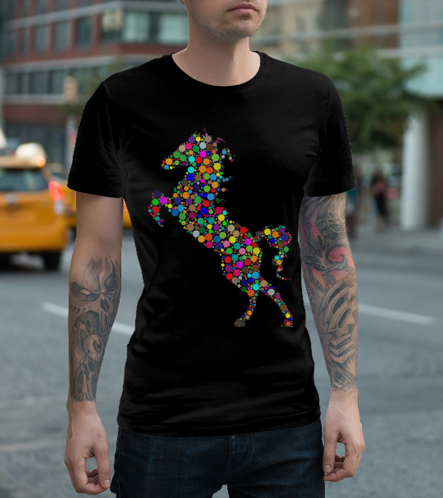 Vibrant Polka Dot Horse Silhouette Artwork from Colourful Horse T-Shirt
